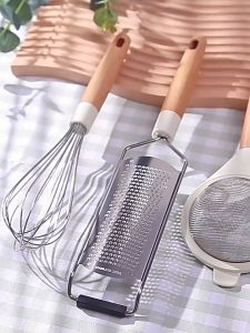 Sendok Saringan Serbaguna Stainless Gagang Kayu Gaya Jepang Saringan Teh / Kopi / Tepung / Jus Filter Strainer Dapur