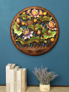 TAIMUJIA | Thai Style SPA Wall Decor Wooden Lotus Leaf Carving