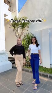 Celana Cargo Cutbray Stretch Highwaist Jeans Big Size Jumbo 27-42