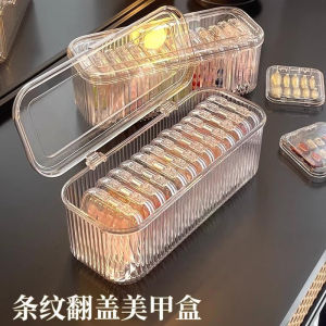 กล่องเก็บสติกเกอร์เล็บอะคริลิกขนาดใหญ่โปร่งใส ทนทานต่อฝุ่น กล่องเก็บเล็บปลอมแบบพกพา กล่องเก็บเครื่องมือเล็บ