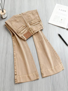 กางเกงยีนส์ทรงขาบานเอวสูงสไตล์ย้อนยุคสีกรมท่าสำหรับผู้หญิง กางเกงขายาวทรงเข้ารูป ทรงหลวม ทรงขาบาน ฤดูใบไม้ร่วง 2025 ใหม่