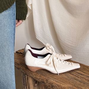 Ultra Soft Cross Buckle Single Shoes Womens British Style Leather Shoes Thick Heel Derby Shoes Fashionable Casual Loafers