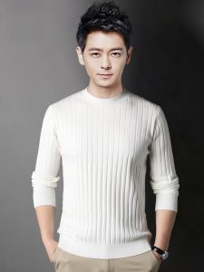 ROMON | Lormen Mens Casual Knitted Sweater Round Neck Thin Loose Base Layer Shirt Fashionable Solid Color Warmth Autumn Spring Wear