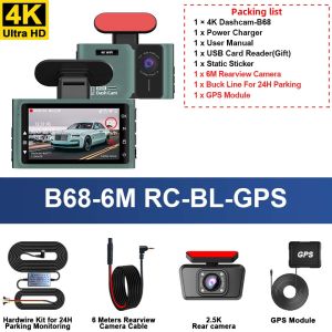 E-ACE | E-ACE DashCam B68P 4K Optioanl 2.5K Rear Dual Dash Car Camera Built-in WiFi GPS Car DVR 24H Parking Mode Night Vision Black Box