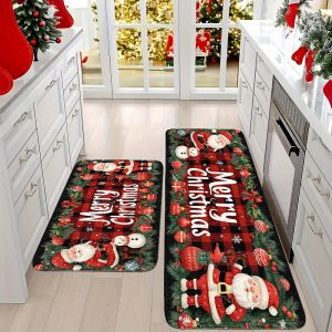Vikama Santa Claus Carpet Kitchen Rug Carpet For Live Room  Large Area Rugs Bedside Rugs Waterproof Floor Carpet Christmas Decor