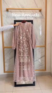 AYNAYA DRESS BAHAN SILK + CHANTILY + BRUKAT GARDEN DRESS KONDANGAN GAMIS MUSLIM TERBARU DRESS PESTA DRESS