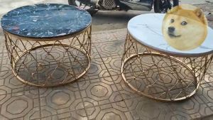 Bàn Trà Sofa Mặt Kính Tròn Sang Trọng Khung Lưới Mắt Cáo Cafe Phòng Khách