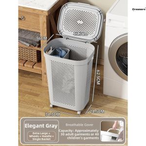 Covered Large Dirty Clothes Basket with Wheels
