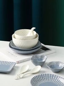 Bộ bát đĩa chén đĩa phong cách Bắc Âu đơn giản sáng mịn đẹp