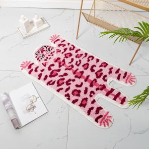 VIKAMA Hoạt Hình Họa Tiết Da Báo Phòng Tắm Thảm Trải Sàn Mềm Mại Chống Trơn Trượt Ngoại Lai Thảm Cho Phòng Tắm Bồn Tắm Miếng Lót Chân Trang Trí Nhà Phong Cách Hiện Đại