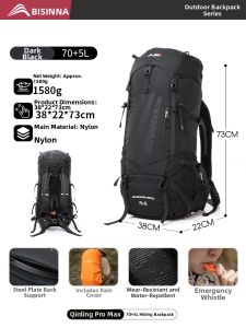 BSWOLF | Professional Heavy-duty Trekking Backpack 75L