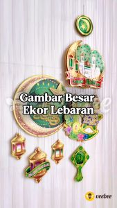 Gambar Lebaran Bulat Bulan Sabit Bintang Besar Ekor Hari Raya Dekorasi Idul Fitri Hiasan Dinding Gantung