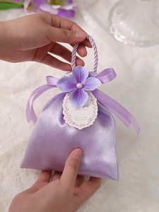 Premium Silky Satin Gift Bag Flower Drawstring Bag Candy Wedding Gift Birthday Present Favors Door Gift Jewerly Bag Beg Hadiah 缎面礼物袋