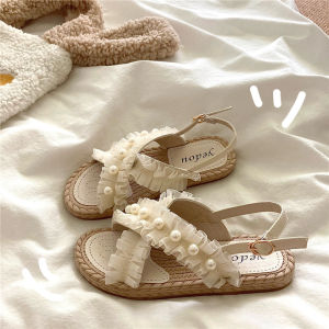 Summer Night Breeze ~! Fairy Style Ins Seaside Holiday Sandals Womens Summer Outwear Lightweight Non-Slip Breathable Sandals