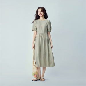 Giordano | Summer New Texture Hollow Bubble Short Sleeve Round Neck Dress