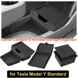 for Tesla Model Y Standard 2026 Center Console Storage Organizer Box Armrest Box Storage Tray Protect Mat Interior Accessories