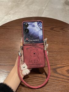 New Years Foldable Screen Phone Case for Women Full Cover with Lanyard Cute West Highland Terrier Xiaomi Mixflip Creative Design