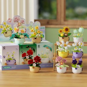 Immortal Flower Basket Building Blocks - Fun Rose Education DIY Desktop Ornaments Toys Christmas Gifts