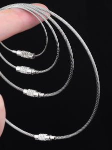 Stainless Steel Wire Ring Keychain Tag Steel Wire Rope Key Ring Multi Purpose Steel Wire Hanging Hook Key Ring Drop Wire