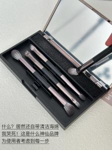 Portable Travel Mini Makeup Brush Set Soft Blade Eyeshadow Brush Ultra Soft with Mirror And Cleaning Cotton Beauty Tools