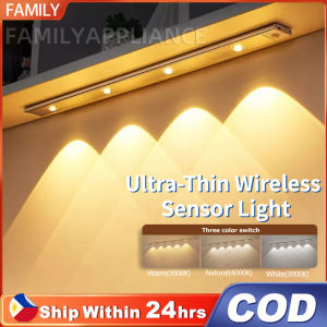 Night Light 3-Color Dimming Wireless Motion Sensor Kitchen Cabinet Light USB Rechargeable Ultra Thin Wardrobe Lamp Led Cat Eye Light Strip Night Light for Room Closet Cupboard Shelve【24 hours ship】