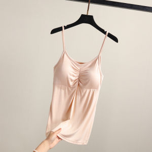 เสื้อกั๊กโยคะแขนกุดคอวีผ้าโมดอลสำหรับผู้หญิงในฤดูร้อน ชุดชั้นในไซส์ใหญ่ เสื้อชั้นในไร้สาย ทรงเข้ารูป คอลเลกชั่นฤดูร้อน 2019