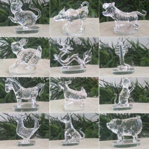 Zodiac 12 Zodiac Crystal Glass Rat Cow Tiger Rabbit Dragon Snake Horse and Sheep Monkey Chicken Dog Pig Birthday Gift Small Ornaments