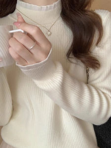 chaqi | Integrated Warmth Thick Lace Semi-High Neck Sweater