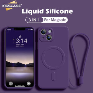 Kisscase Silicone Ban Đầu Cho Magsafe sạc không dây Trường Hợp Đối Với iPhone 15 Pro Max 14 Cộng Với 13 12 11 Pro Max X XR XS Bìa