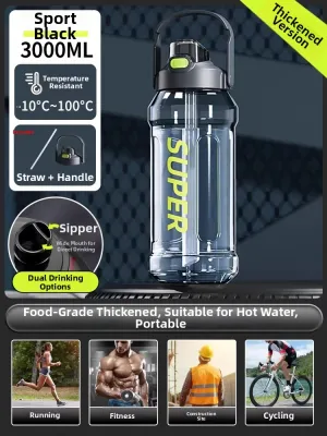 Large Capacity 2000ml Sports Water Bottle Portable Mens Drinking Cup High Temperature Resistant Construction Site Water Jug