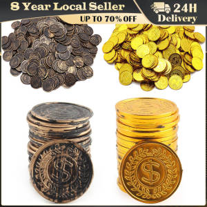 10/20pcs Pirate Coins Plastic Metal Gold Coin Christmas Gift Treasure Chest Games Tokens Toy Kids Halloween Birthday Party
