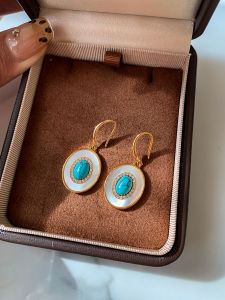 CAFFTI | Unique Green Turquoise Color Earrings For Square Round Face