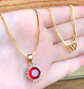 KALUNG EMAS SYELIA 45CM XUPING BATU MERAH ANTI LUNTUR