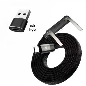 Cáp Sạc Có Thể Gập Lại Cáp Dữ Liệu Siêu Nhanh 240W Có Chân Đế Tích Hợp Cho Điện Thoại Và Máy Tính Bảng Cáp Sạc Nhanh Bằng Nylon Cho Điện Thoại Di Động