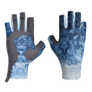 Xanh Dương Chống Trơn Trượt Chịu Mài Mòn Găng Tay Câu Cá Co Giãn Thoáng Khí Ngón Găng Tay Xe Đạp Ngoài Trời P111439