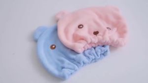 Cute Bear Quickly Dry Hair Hat Super Absorbent Soft Bathroom Kids Adult Head Towels With Hair Dry Wrap Bonnets Bathroom Supplies