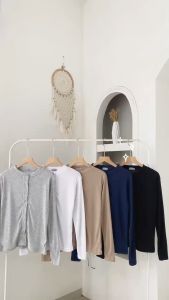 KARINA TOP - FLOTTILICIOUS / Atasan Wanita Rib Knit Full Kancing Outfit Korean Style Murah