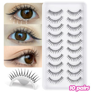 MAGEFY Natural Lashes 10 Pairs Extensions Strip Lashes Natural Look Slender Elongation Eyelashes 6-10mm Cat Eye False Eyelashes