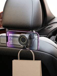 Car Backseat Magnetic Phone Mount – 360° Rotatable Holder with Hook Ideal for Navigation & Video Viewing