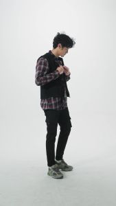 JB Jacket Vest Denim V-Neck Black