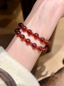 Double Layer Wrapped Red Agate Bracelet Stackable Chinese Style Festive Jewelry for New Year Celebration Fashionable Accessory