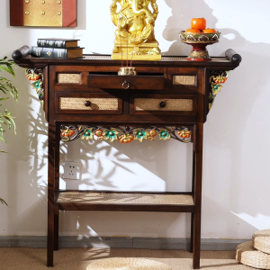 โต๊ะวางของ โต๊ะวางพระบูชา โต๊ะหมู่บูชา โต๊ะ ตั่งวางพระ โต๊ะรองพระ ตู้ไม้ โต๊ะรางสูง108cm ของตกแต่งโรงแรมตกแต่งบ้าน สวยงาม โต๊ะราง