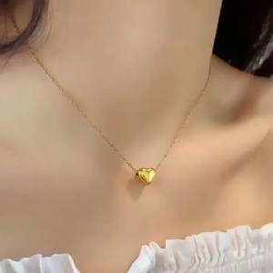 Pawnable 18K Saudi Gold Heart Necklace for Women Hypoallergenic Bringing Wealth and Good Luck Lucky Necklace