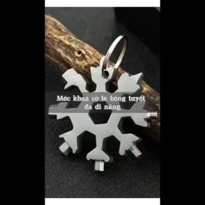 Móc khóa cờ lê hình bông tuyết đa năng thép nguyên khối