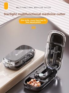 MONLEYTA | Portable German Medicine Cutter Quartet Drug Divisor Half Cutter Pill Splitter Tablet Cutter Pill Box Medicine Box