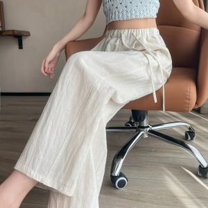 Petite Womens Ice Silk Trousers Mid Calf