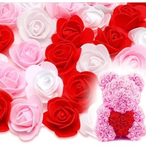 200Pcs Rose Artificial Flowers Heads 4cm Fake Foam For Home Room Decor Batch Outdoor Garden Party Decor Bride Wedding Decoration
