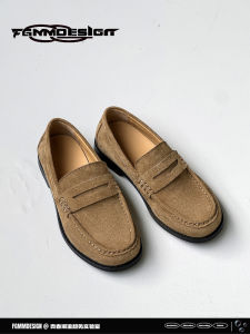 Retro Style Casual Loafers Square Head Mens Shoes Commute Leisure Slip-On Leather Shoes Breathable Comfortable Rubber Sole