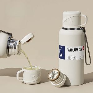 2L Large Capacity Stainless Steel Thermal Mug Thermos Bottle With Straw Tumbler Vacuum Flasks Cold and Hot Thermal Water Bottle