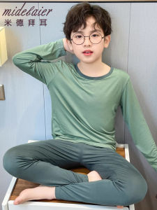 Childrens Modal Sleepwear Air Conditioning Set Long Sleeve round Neck Home Clothes Thermal Underwear for Boys And Teens